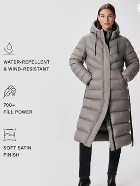 Quince Responsible Down Belted Puffer Maxi Coat Moral Grey XS NWT $200